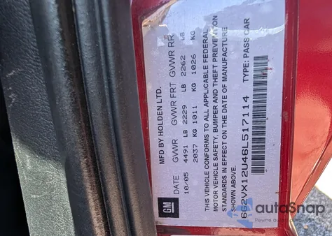 2006 Pontiac Gto из США, поврежденный, VIN 6G2VX12U46L517114